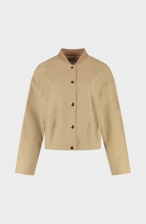 Amaya Amsterdam Jade Jacket in beige, stijlvol katoenen jasje met borduurwerk, combineer met Loren Skirt