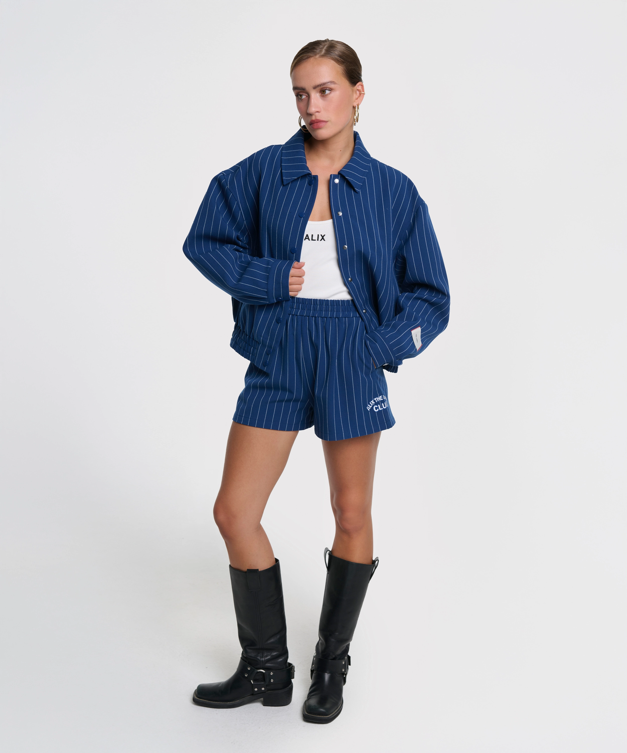 Clean striped bomber