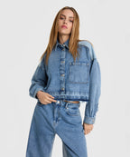 Ladies Woven Mix Denim Blouse
